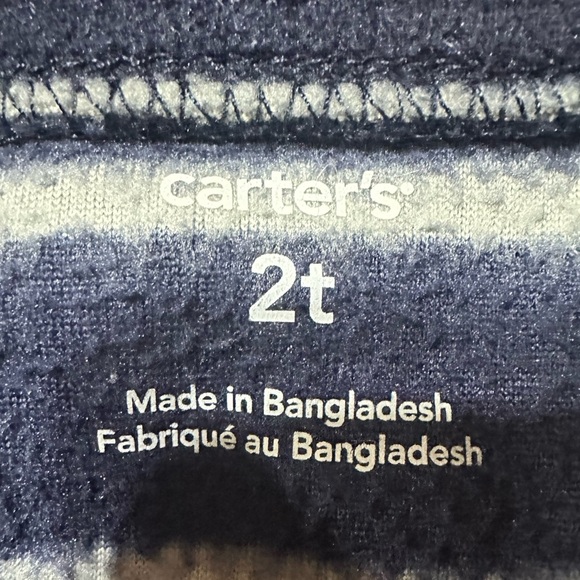 Carter’s Navy Blue Striped Fleece Quarter Zip Sweater Size 2T - Picture 5 of 5